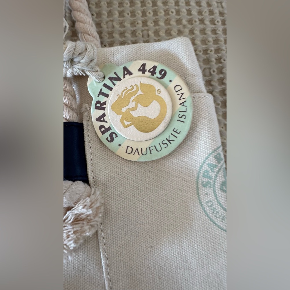 Spartina 449 Canvas Chesapeake Bay Nautical Tote Bag NWT - Picture 4 of 6